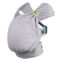 Gray Boba Bliss baby carrier with a green tag on a white background