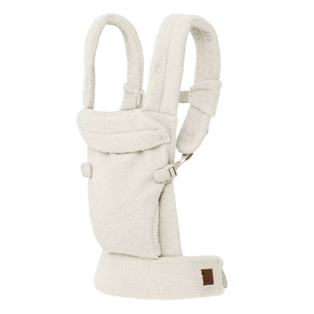 Coconut cream boucle Boba Auri baby carrier on a white background