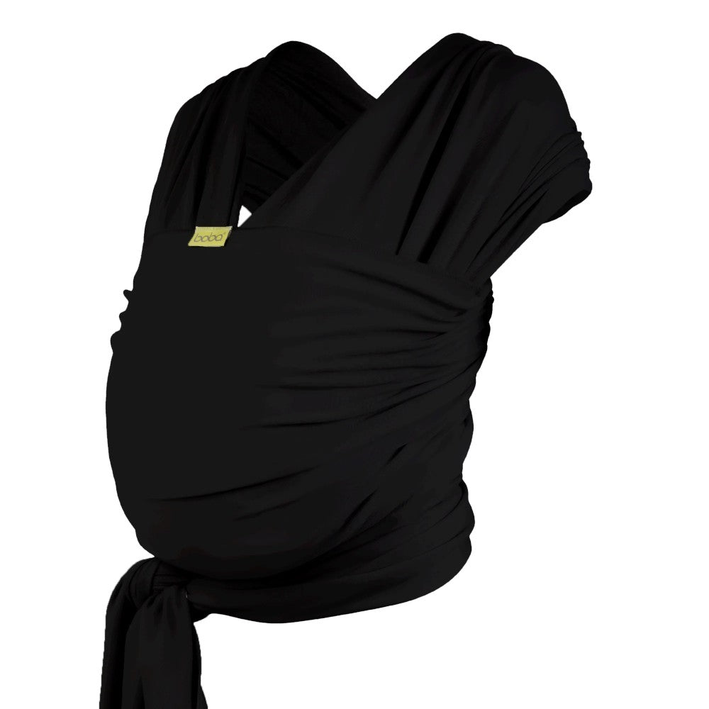 Black Boba Wrap baby carrier wrap on a white background
