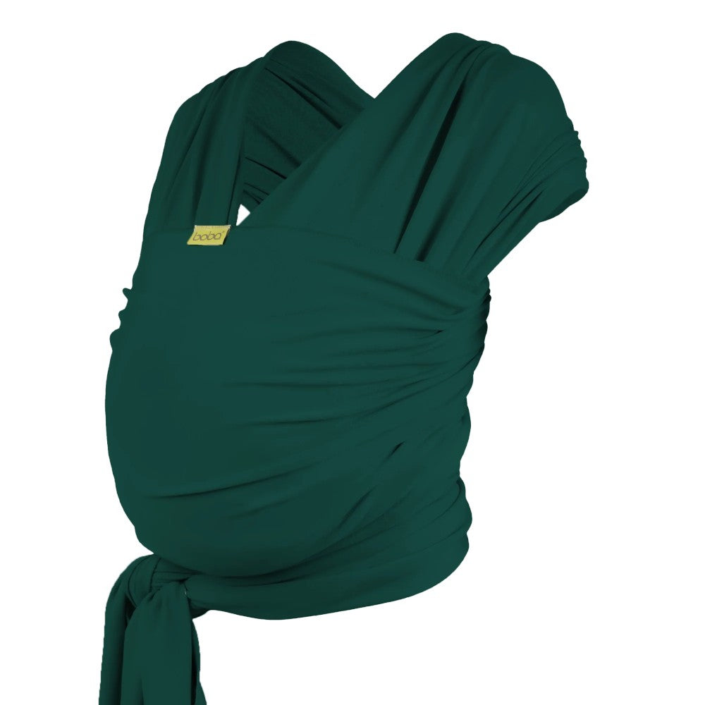 Dark Green rainforest colour Boba Serenity bamboo baby carrier wrap on a white background