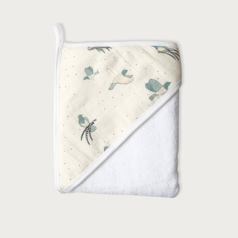 Terry Hooded Baby Towel - Kereru
