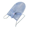 Blue coloured baby bouncer on white background.