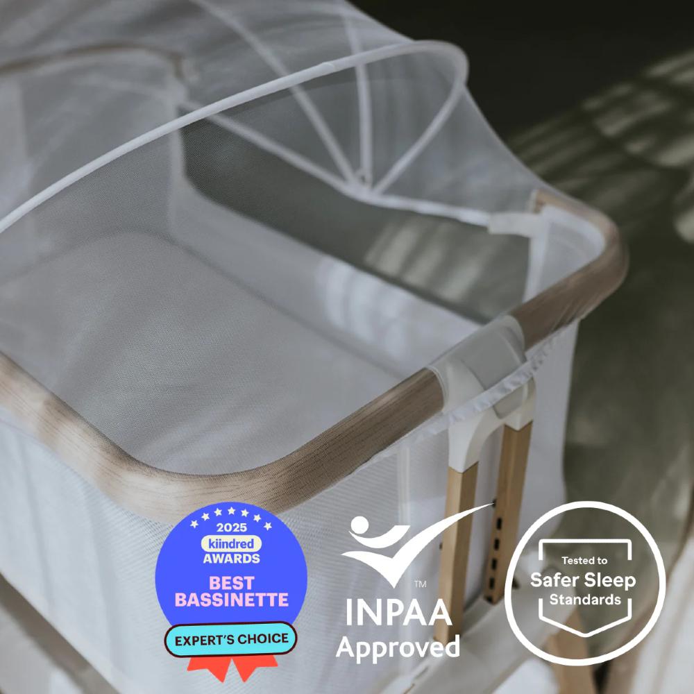 Alfie2 Bedside Bassinet - White/Natural