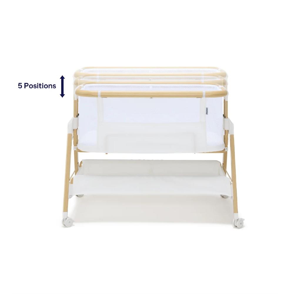 Alfie2 Bedside Bassinet - White/Natural