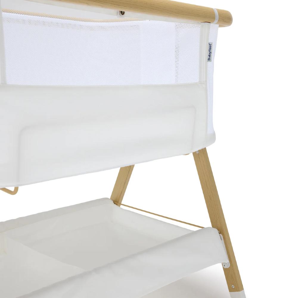 Alfie2 Bedside Bassinet - White/Natural