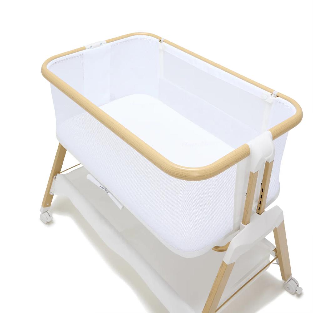 Alfie2 Bedside Bassinet - White/Natural