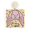 Jellycat book with pink bunny on cover against white background.