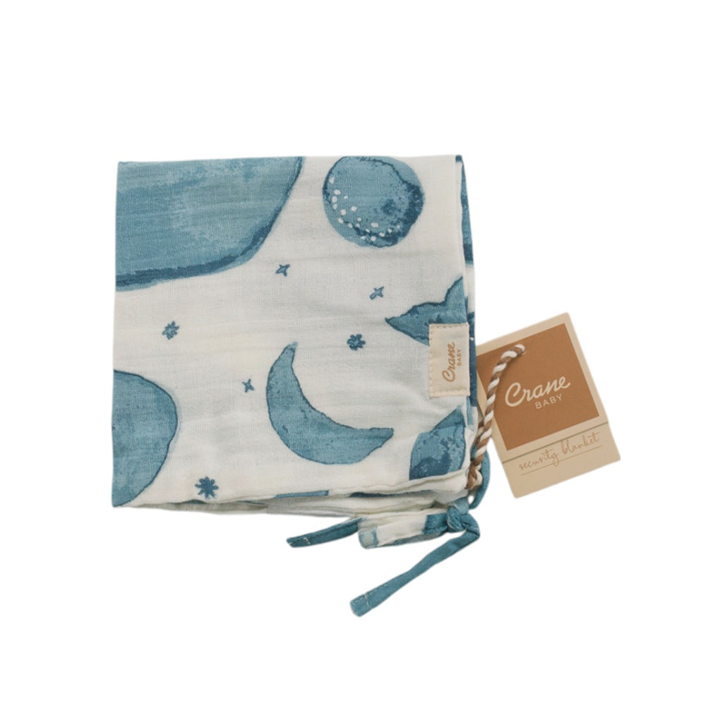 Muslin Security Blanket - Caspian Whale on a white background
