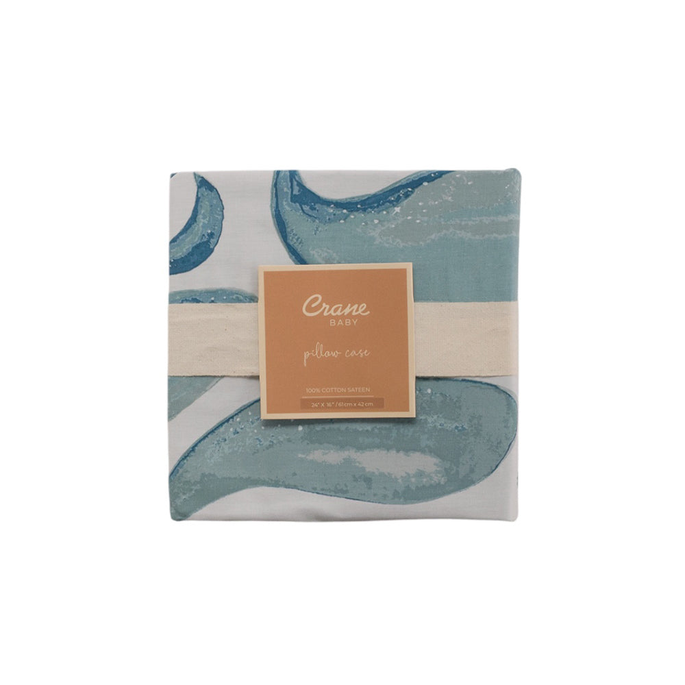 Toddler Pillowcase - Caspian Whale on a white background