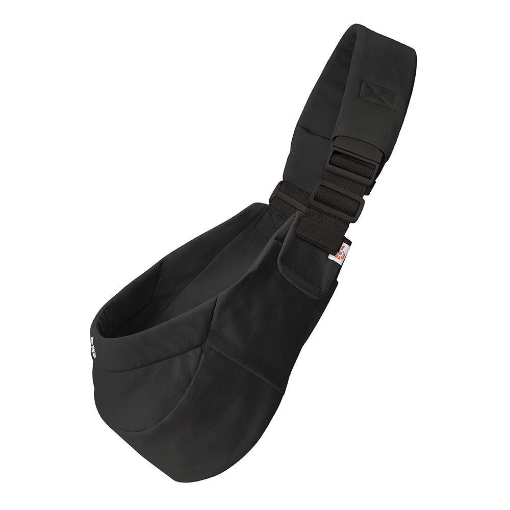 Black hip carrier for toddlers on white background