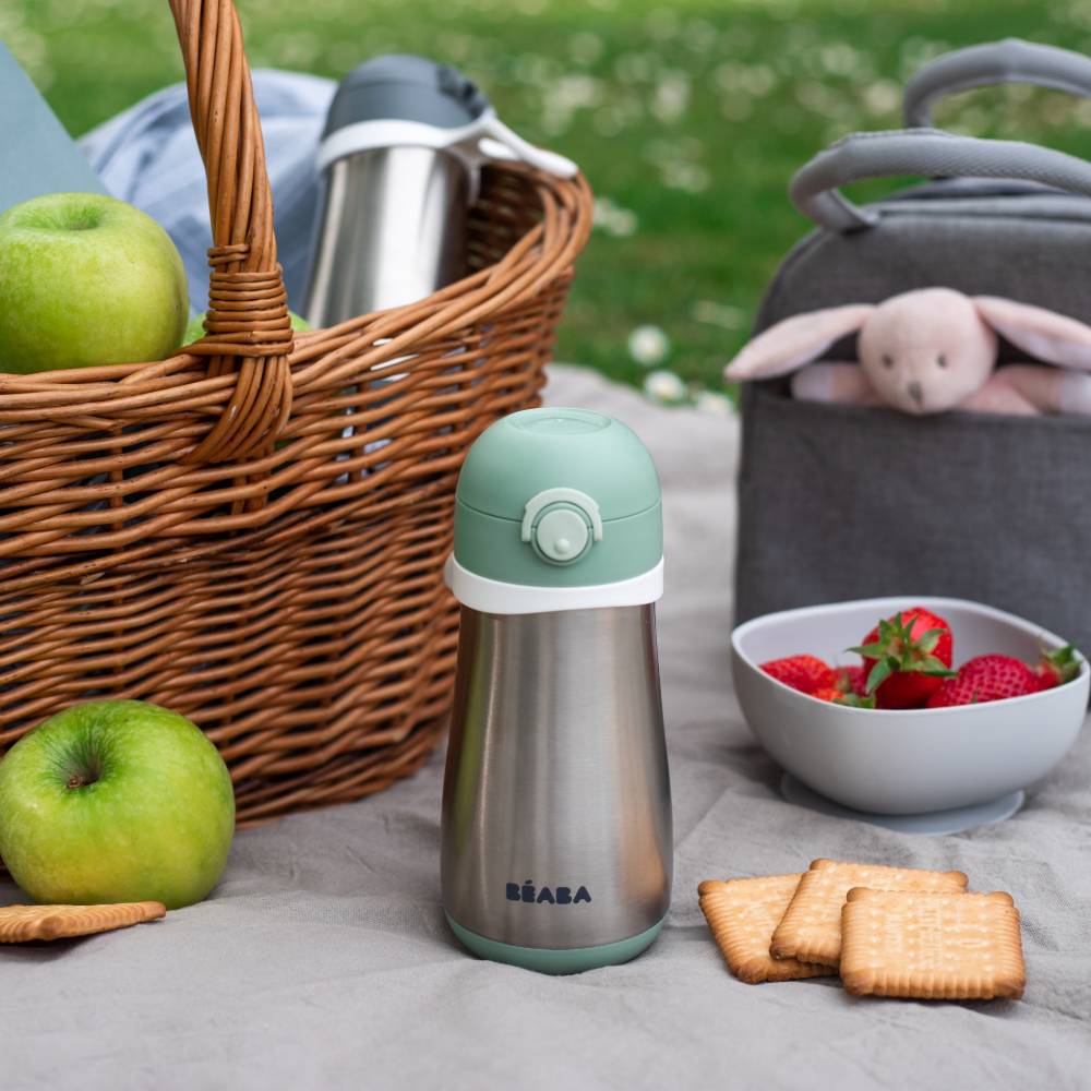 Stainless Steel Spout Bottle - Sage Green