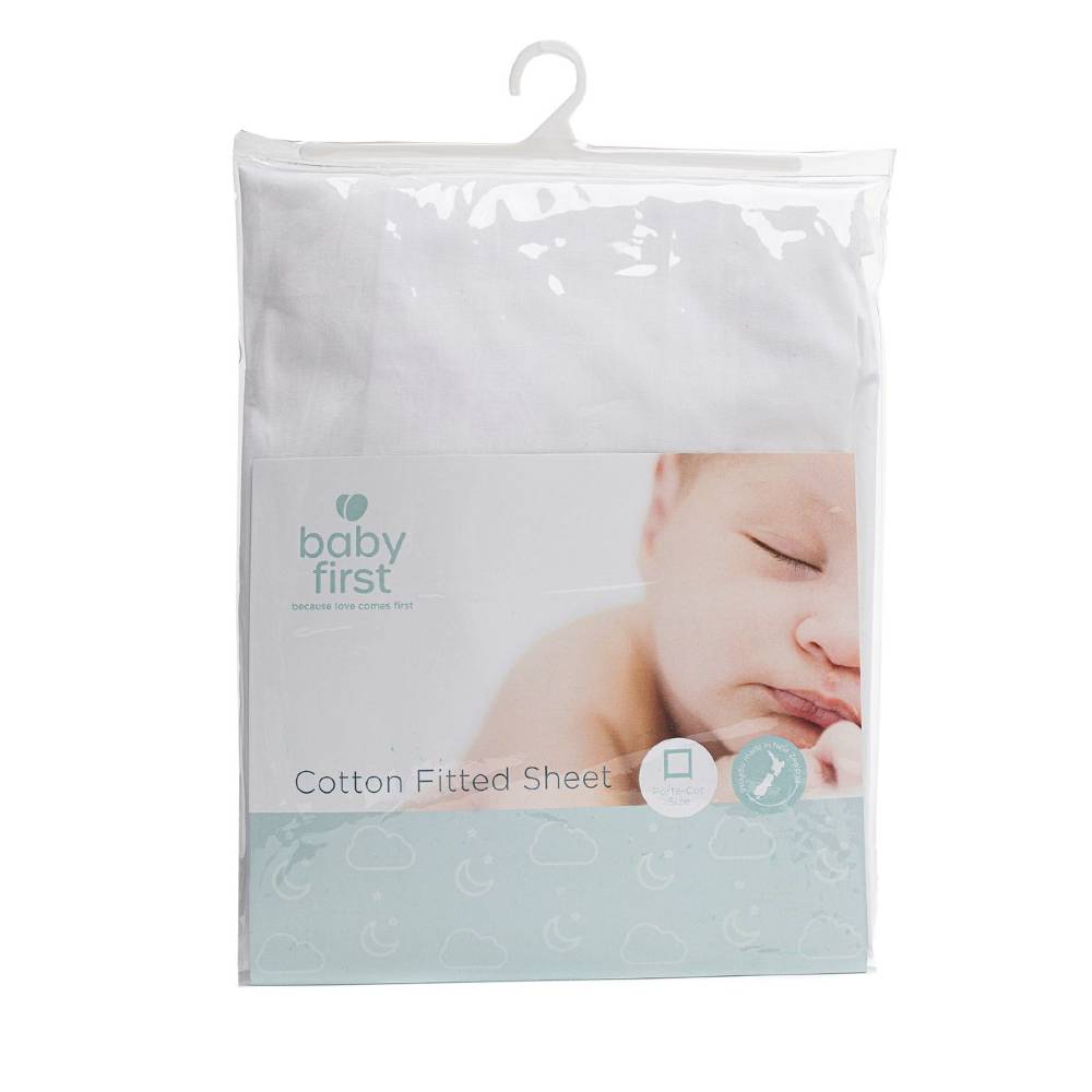 Fitted Portacot Sheet - White
