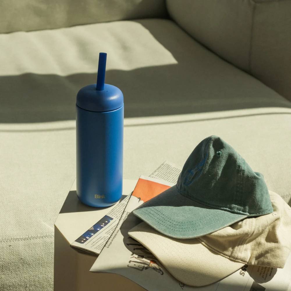 Insulated Stainless Straw Tumbler - Cobalt