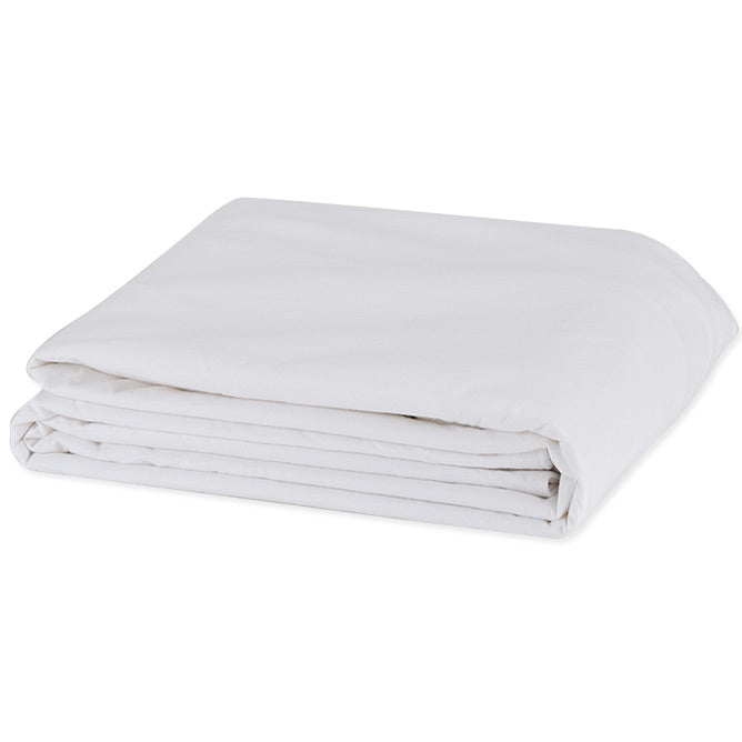 A folded white brolly sheet duvet protector shown on a clean white background.