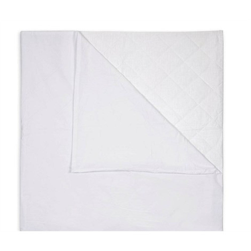 A white quilted waterproof sleeping bag liner folded over to show both its plain and diamond-quilted texture, set against a plain white background.