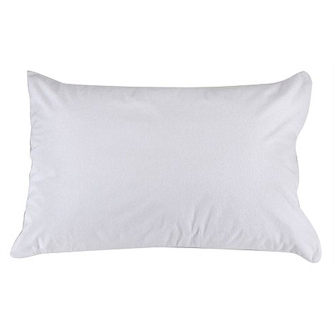 A plain white rectangular pillow with cotton pillow protector shown against a solid white background.