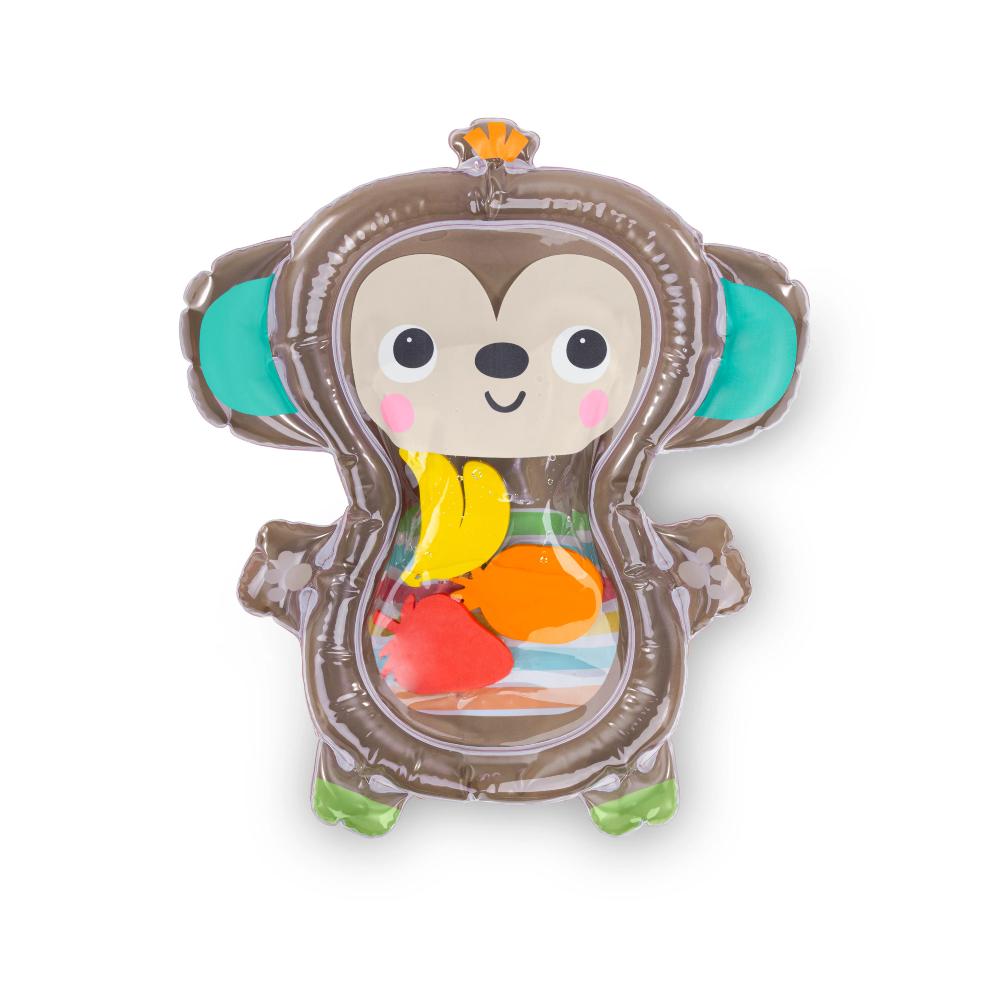 Water mat of a monkey with fruits inside a frame on a white background