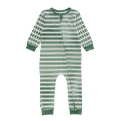 Organic Cotton Zipsuit - Pine Stripe
