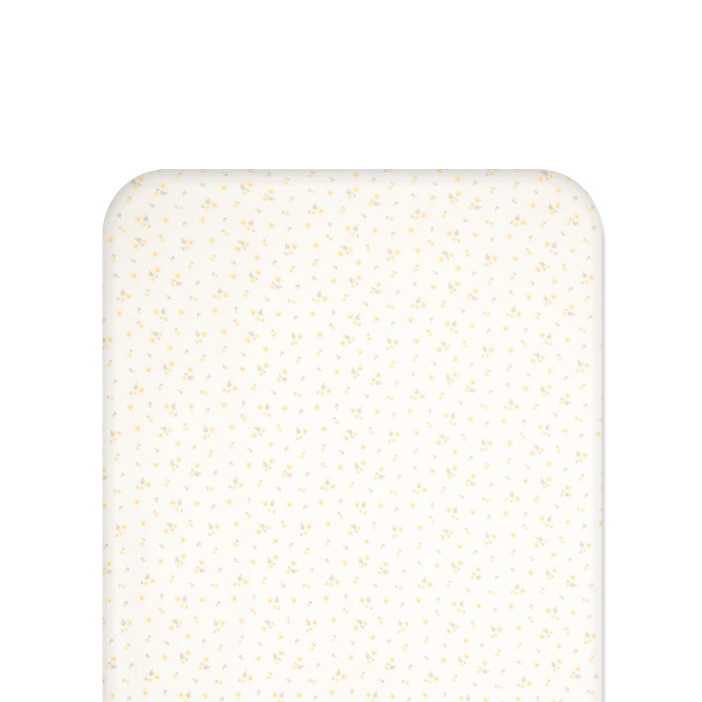 Lemon Daisy fitted sheet on white background