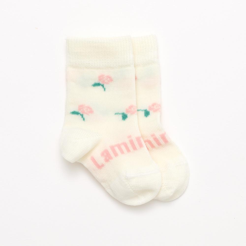 White with flowers Crew Merino Socks on a white background