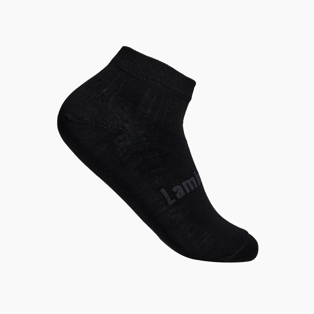 Black ankle merino socks on a white background