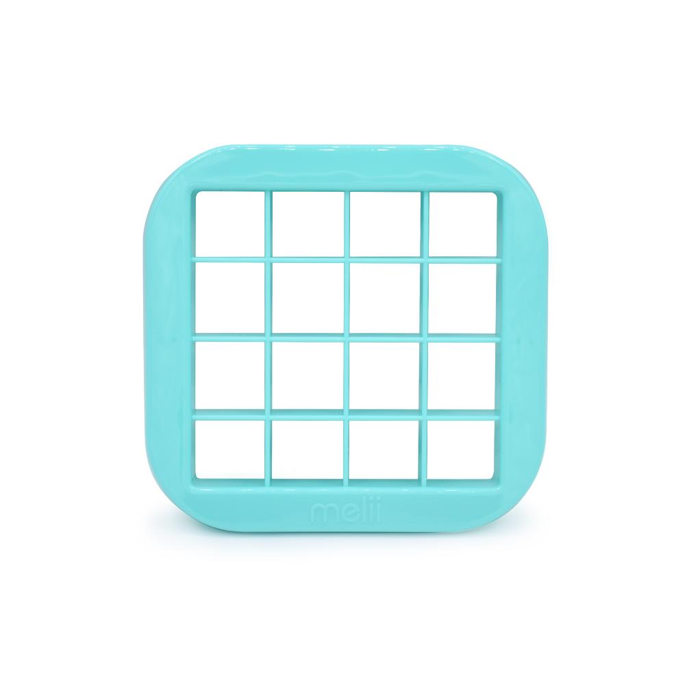 Turquoise sandwich cutters on a white background