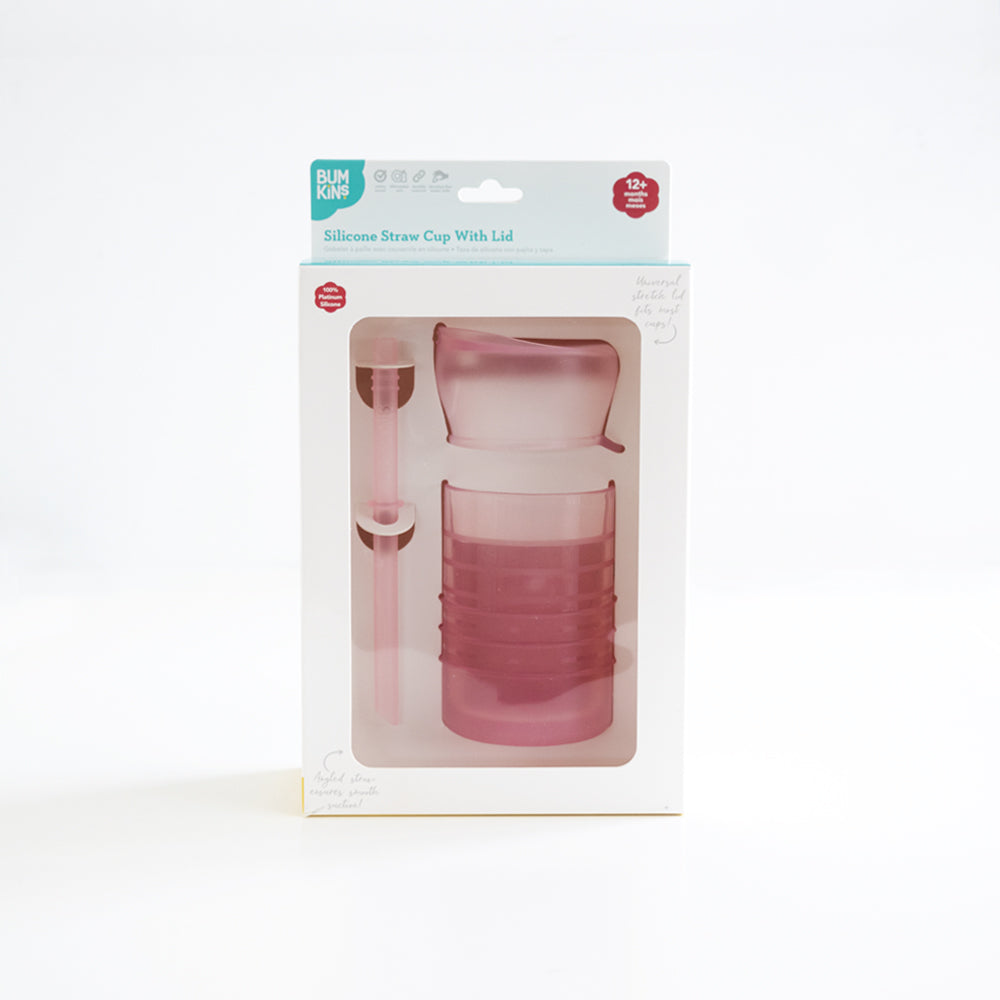 Silicone Straw Cup with Lid - Grey