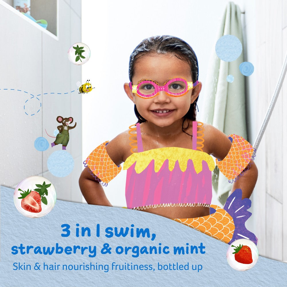 3 in 1 Swim Hair & Body Wash - Strawberry & Mint