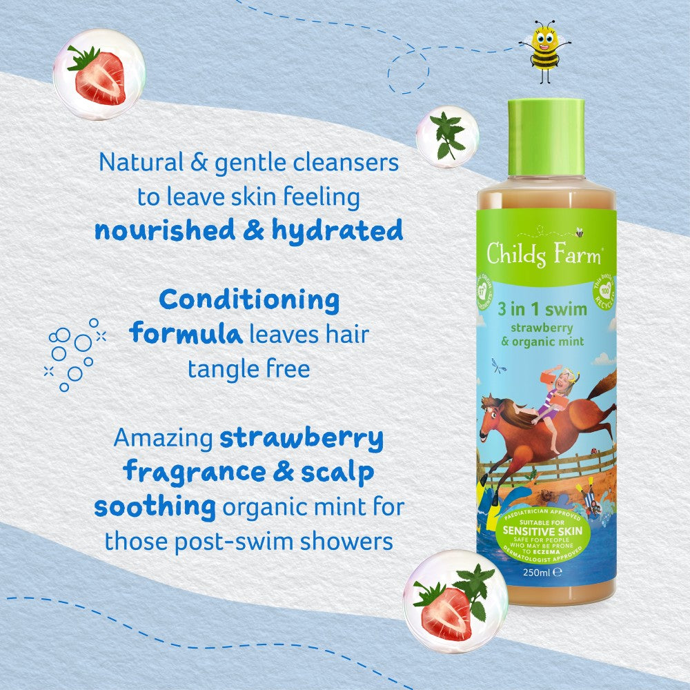 3 in 1 Swim Hair & Body Wash - Strawberry & Mint