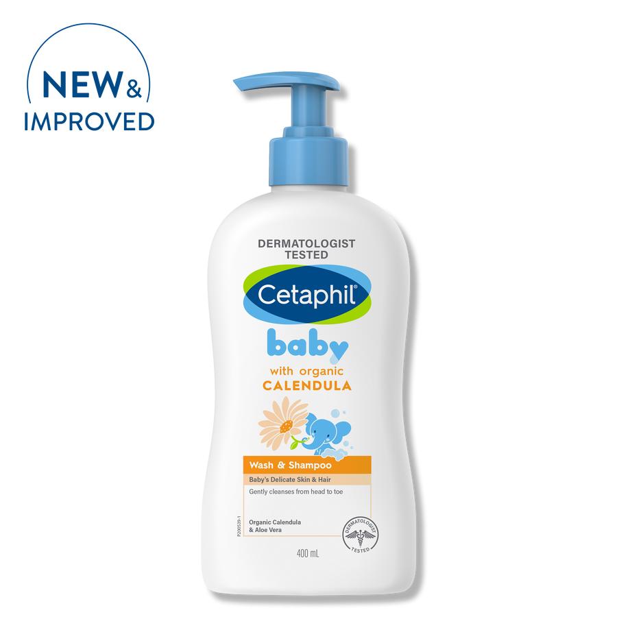 White Cetaphil baby wash bottle against white background.