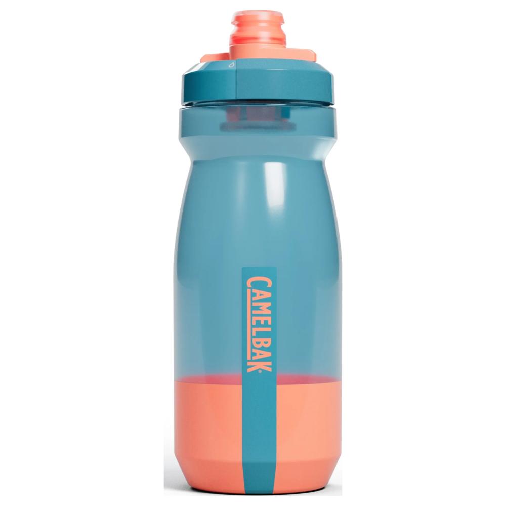Blue and peach polypropylene twist lock top water bottle