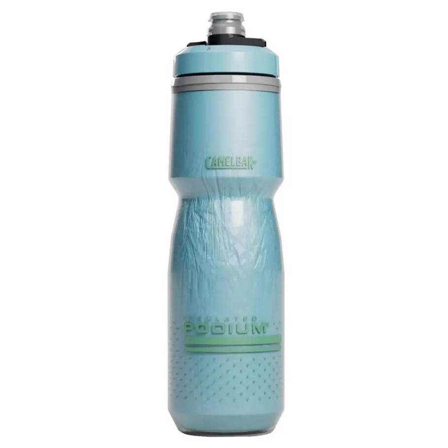 Blue polypropylene double walled insulated twist lock top water bottle