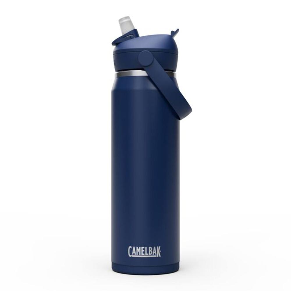 Navy flip straw top stainless steel insulated water bottle 