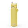 Yellow flip top stainless steel insulated water bottle