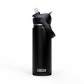 Black flip straw top stainless steel insulated water bottle