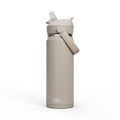 Cream flip straw top stainless steel insulated water bottle