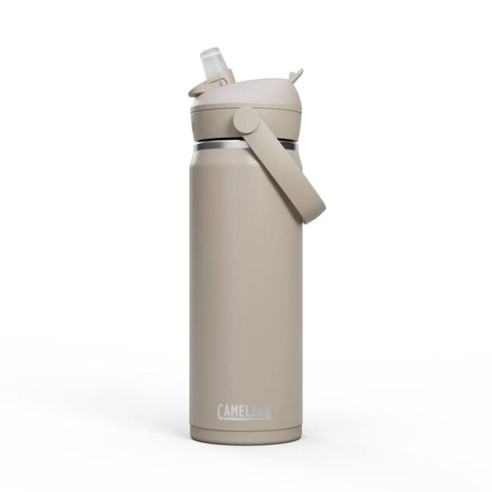 Cream flip straw top stainless steel insulated water bottle