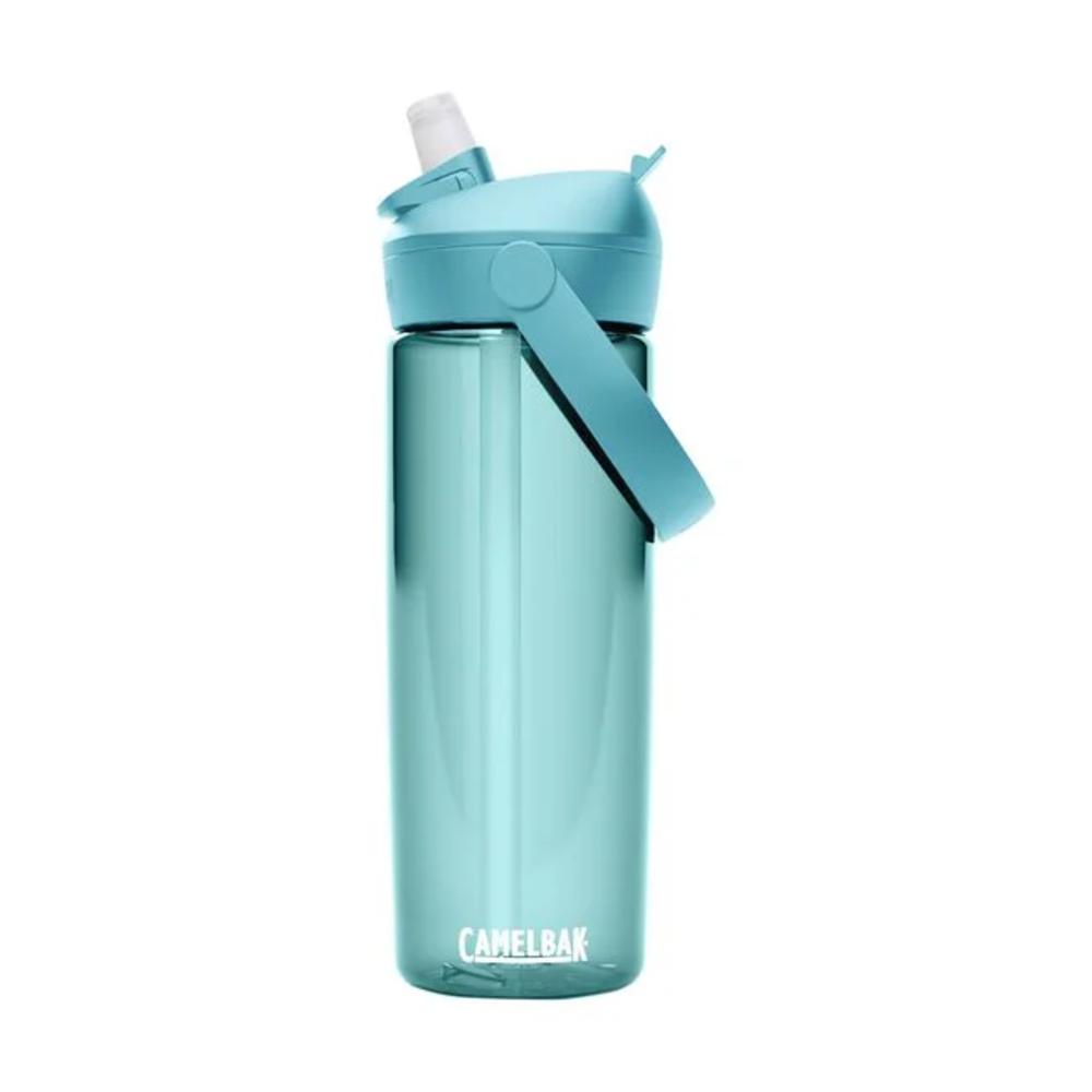 Blue flip straw plastic water bottle