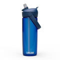 Blue flip straw plastic water bottle