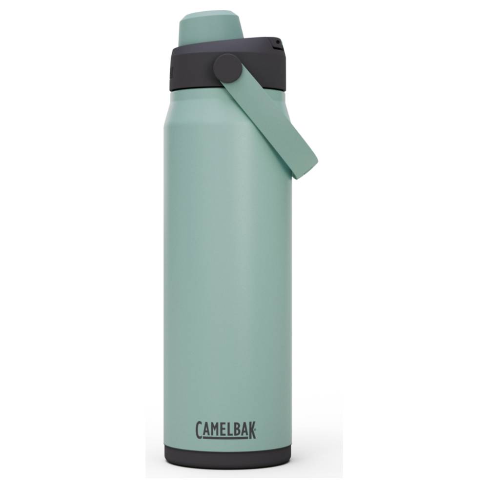 Blue and black chug top stainless steel insulated water bottle
