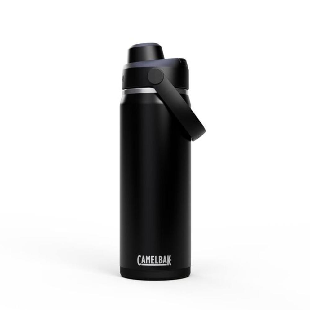 Black chug top stainless steel insulated water bottle