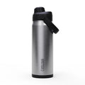 Black and silver chug top stainless steel insulated water bottle