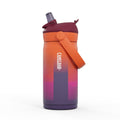 Orange, pink and purple kids flip straw stainless steel insulated water bottle