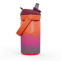 Orange pink and purple kids flip straw plastic water bottle