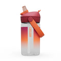 Red and orange ombre kids flip straw plastic water bottle