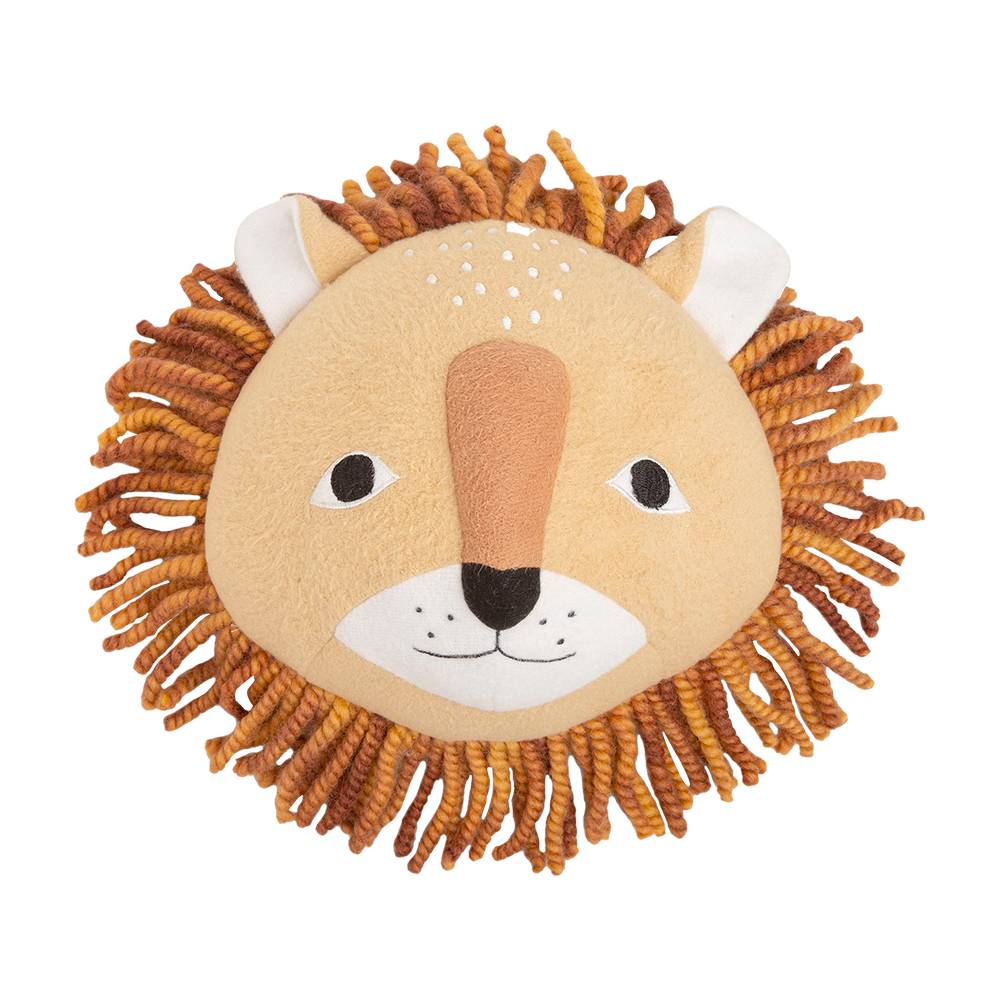 Plush Head Wall Decor - Kendi - Lion on a white background
