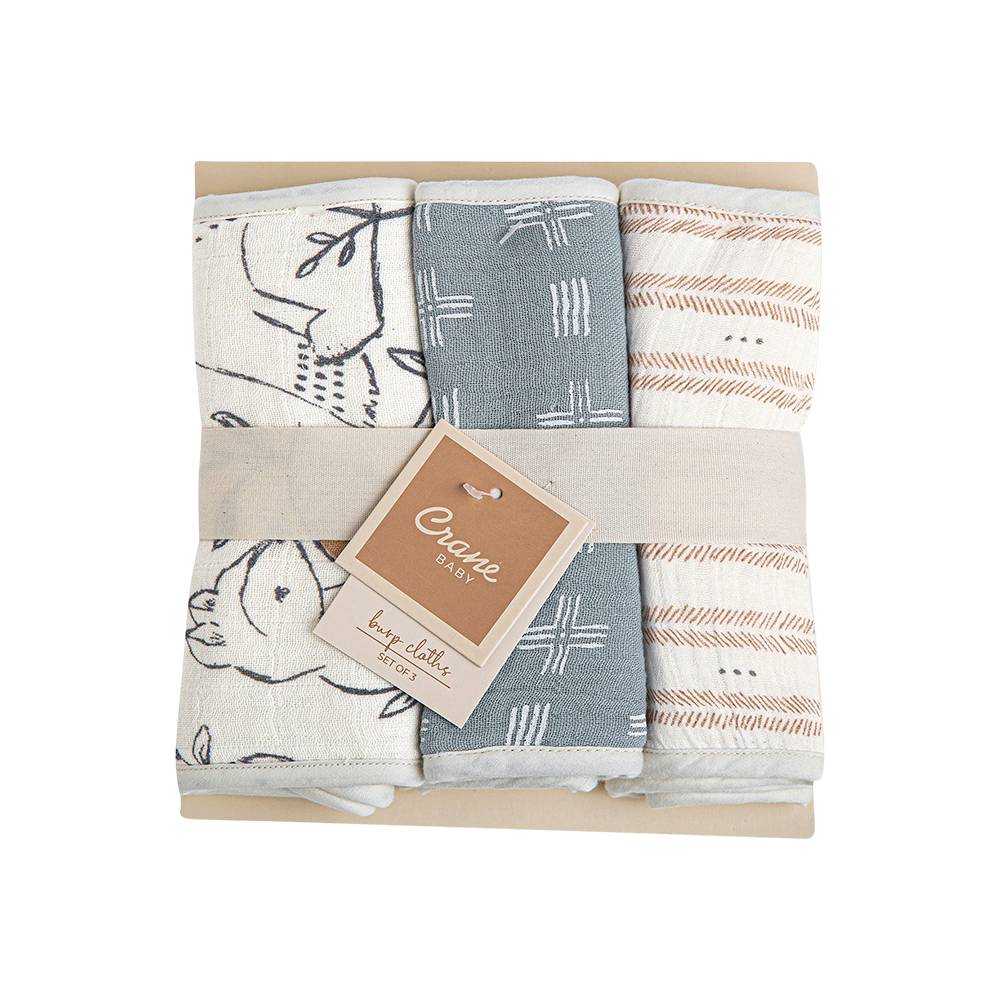 Burp Cloths - 3pk - Ezra on a white background