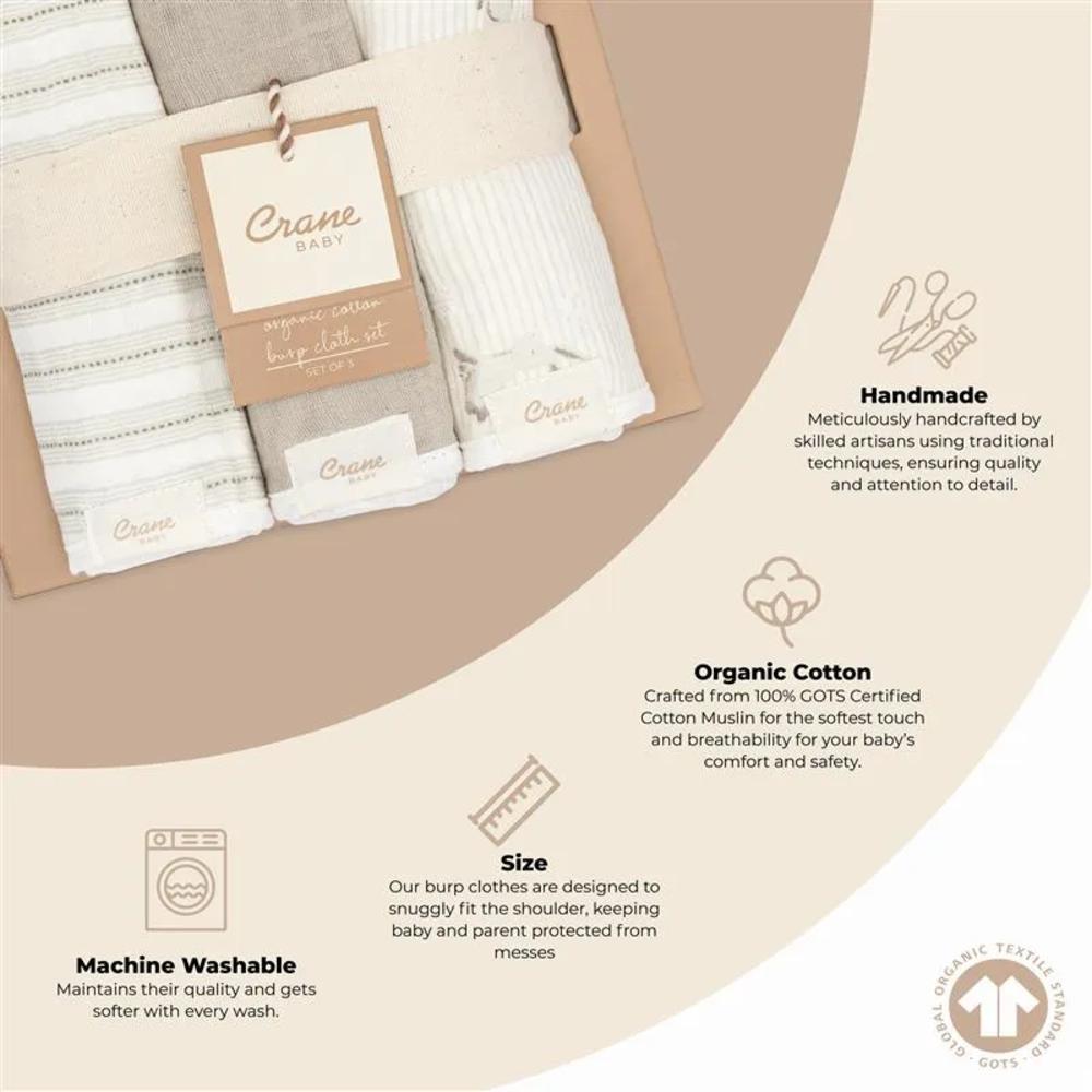 Organic Cotton Burp Cloths 3pk - Avery Bunny
