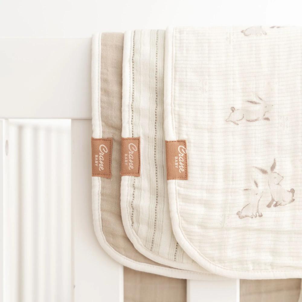 Organic Cotton Burp Cloths 3pk - Avery Bunny
