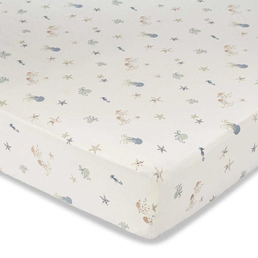 Fitted Sheet - Sea Life on a white background